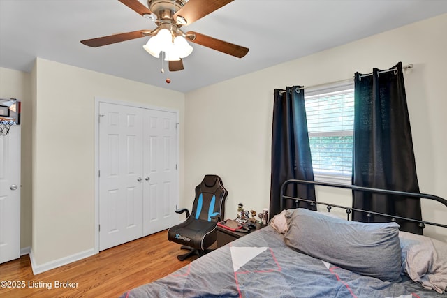 3408 Acacia Ave, Shepherdsville, KY 40165 - bedroom featuring wood finished floors, a closet, and a ceiling fan