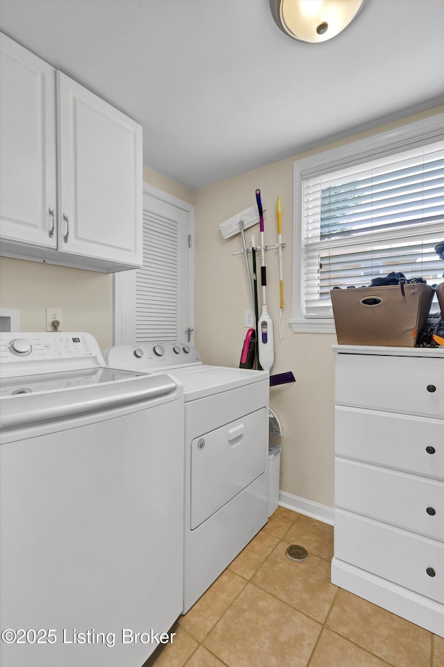 3408 Acacia Ave, Shepherdsville, KY 40165 - laundry room featuring cabinet space, washer and clothes dryer, and light tile patterned flooring