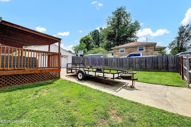 3408 Acacia Ave, Shepherdsville, KY 40165 - view of yard featuring an outdoor structure and a wooden deck