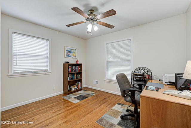 7401 Switch Bark Rd, Louisville, KY 40228 - home office featuring light wood-style floors and a ceiling fan