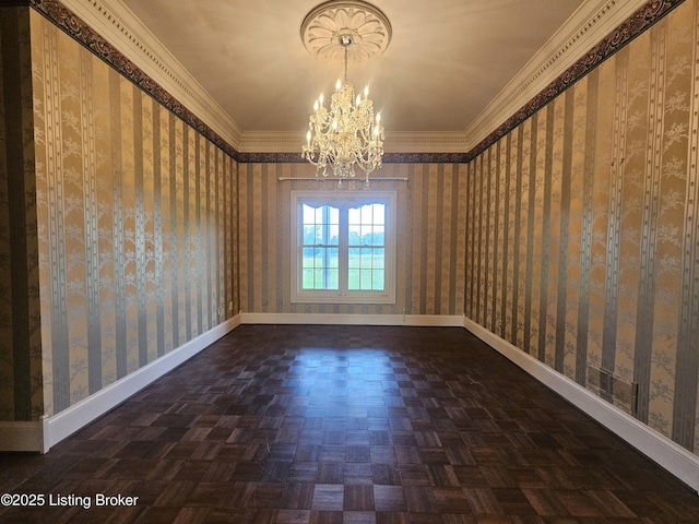 3501 Trinidad Ct, Lexington, KY 40509 - empty room featuring a chandelier and crown molding