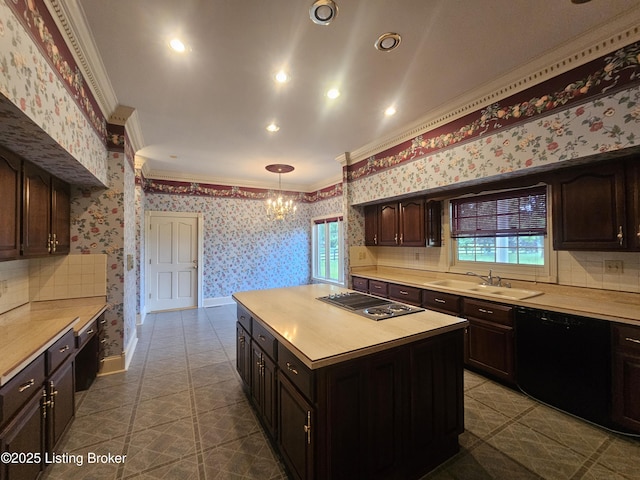 3501 Trinidad Ct, Lexington, KY 40509 - kitchen featuring dishwasher, ornamental molding, light countertops, wallpapered walls, and plenty of natural light