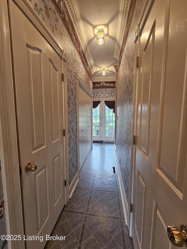 3501 Trinidad Ct, Lexington, KY 40509 - corridor featuring wallpapered walls and crown molding