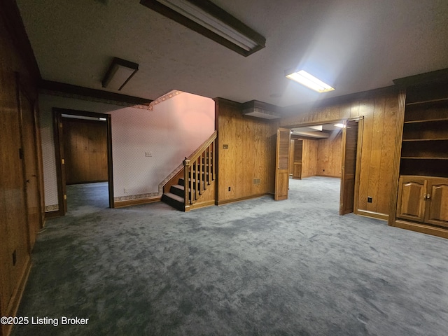 3501 Trinidad Ct, Lexington, KY 40509 - finished below grade area with stairway, carpet flooring, and wooden walls
