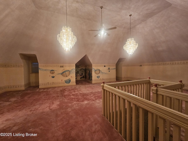3501 Trinidad Ct, Lexington, KY 40509 - bonus room featuring a chandelier, carpet floors, and a ceiling fan