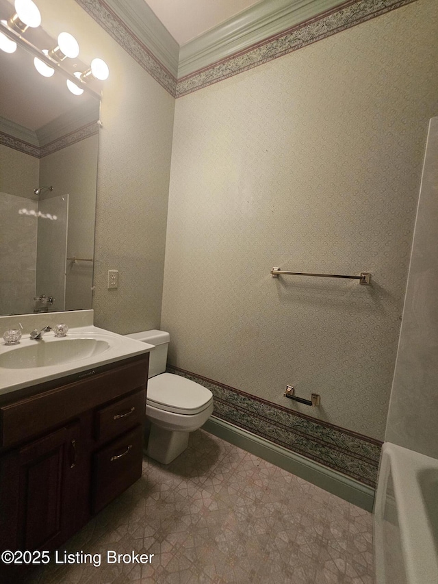 3501 Trinidad Ct, Lexington, KY 40509 - bathroom featuring a shower, vanity, a bath, crown molding, and tile patterned floors