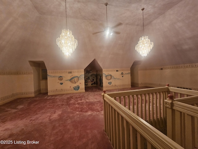 3501 Trinidad Ct, Lexington, KY 40509 - bonus room featuring a chandelier, carpet floors, and ceiling fan