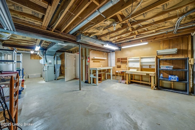 8415 Hurstbourne Woods Pl, Louisville, KY 40299 - unfinished basement with a workshop area and heating unit