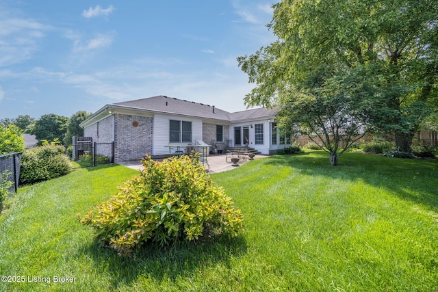 8415 Hurstbourne Woods Pl, Louisville, KY 40299 - rear view of property featuring a patio area, brick siding, a gate, and entry steps