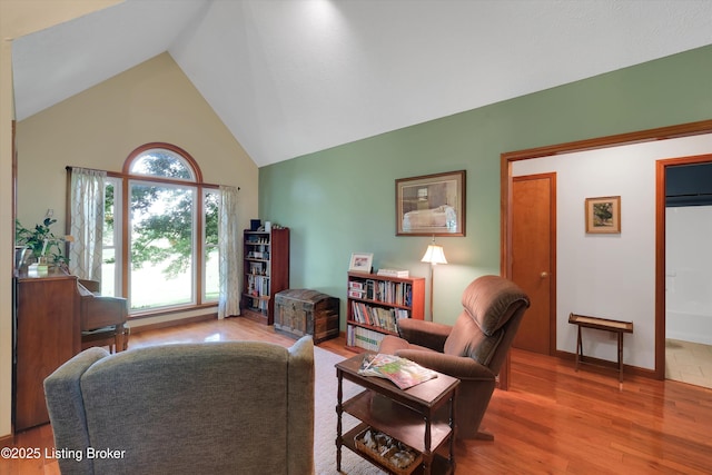 79 Meadow Lake Dr, Taylorsville, KY 40071 - living area with high vaulted ceiling and wood finished floors