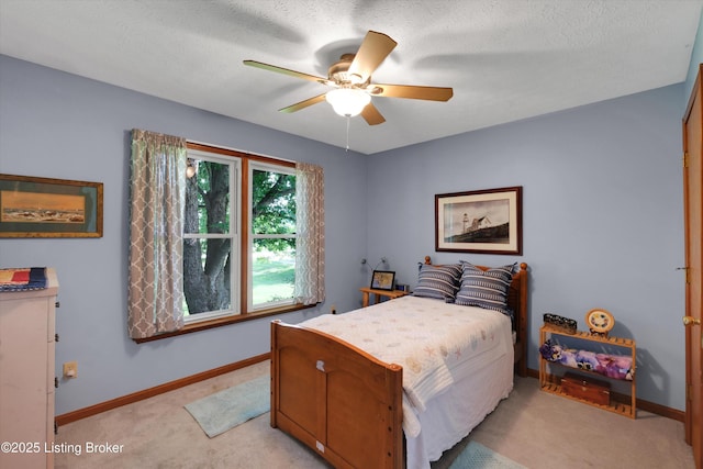 79 Meadow Lake Dr, Taylorsville, KY 40071 - bedroom with light carpet, a textured ceiling, and ceiling fan