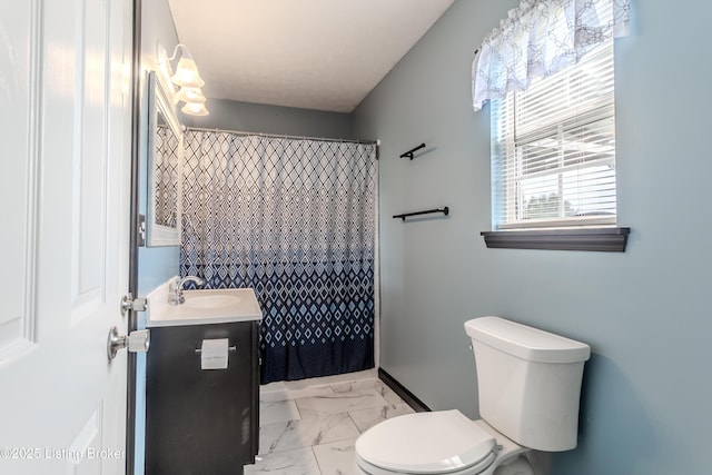 95 Sunny Meadows Dr, Vine Grove, KY 40175 - full bathroom featuring marble look tile flooring, vanity, and a shower with shower curtain