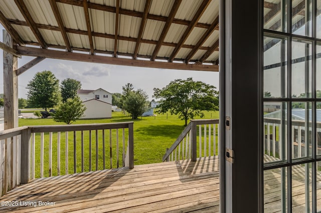 95 Sunny Meadows Dr, Vine Grove, KY 40175 - wooden deck featuring a lawn