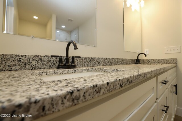 838 Otter Creek Rd, Vine Grove, KY 40175 - bathroom with double vanity and recessed lighting
