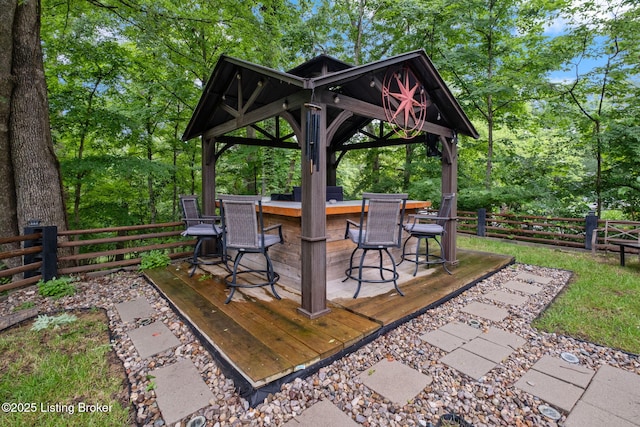 8504 Bambi Way, Louisville, KY 40214 - wooden deck featuring a gazebo and view of wooded area