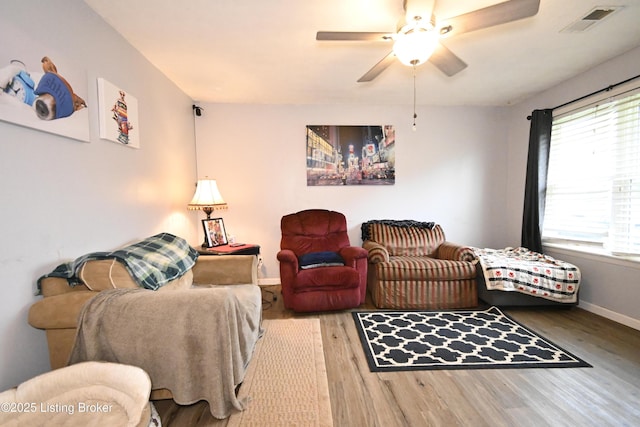 119 E Blue Jay Rd, Louisville, KY 40229 - living room featuring wood finished floors and ceiling fan