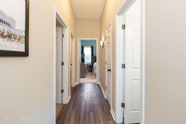 835 Forrest St, Louisville, KY 40217 - hall featuring dark wood-style floors and baseboards