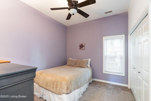 835 Forrest St, Louisville, KY 40217 - bedroom featuring light carpet, a closet, and ceiling fan
