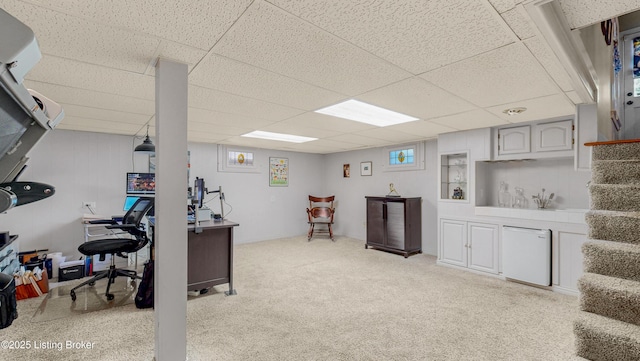 3615 Hycliffe Ave, Louisville, KY 40207 - office with a paneled ceiling, light carpet, and plenty of natural light