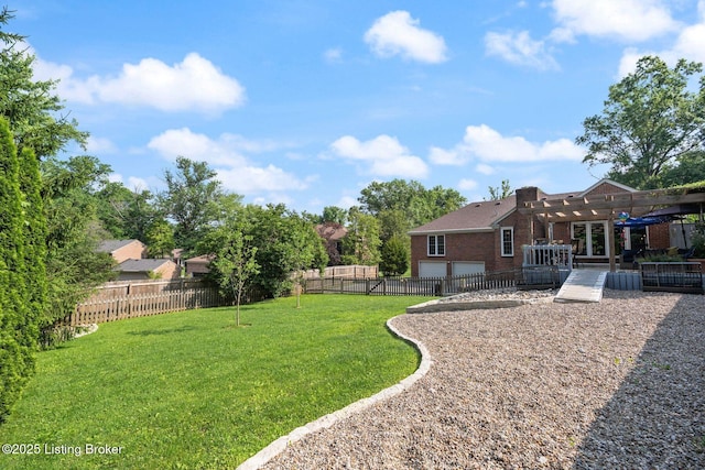 7104 Fox Harbor Rd, Prospect, KY 40059 - view of yard with a pergola, a deck, and an attached garage