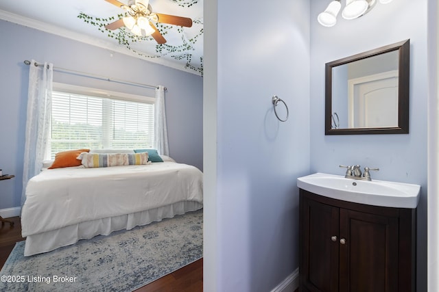 6103 Winkler Rd, Crestwood, KY 40014 - bedroom with wood finished floors and a ceiling fan