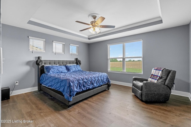 4066 Firestone Way, Shelbyville, KY 40065 - bedroom featuring a raised ceiling, wood finished floors, and a ceiling fan