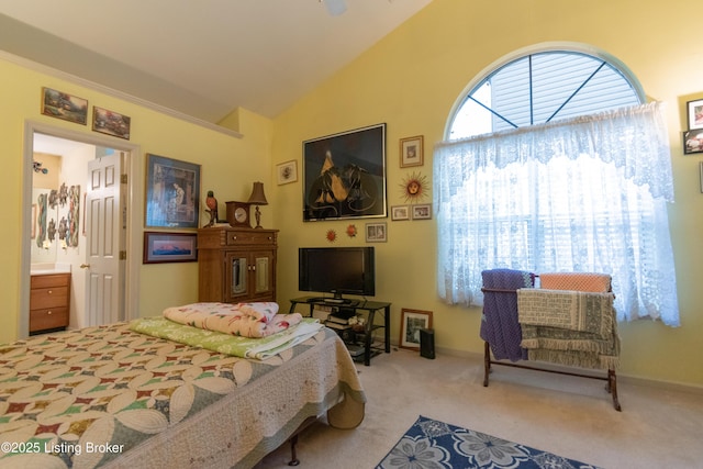 115 Canewood Blvd, Georgetown, KY 40324 - bedroom featuring carpet floors, vaulted ceiling, and ensuite bath