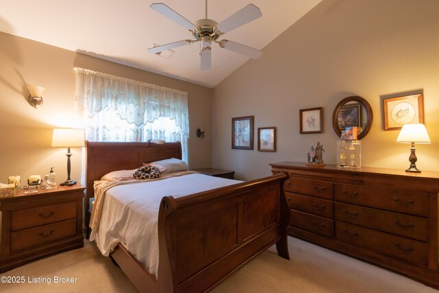 115 Canewood Blvd, Georgetown, KY 40324 - bedroom with light carpet, high vaulted ceiling, and a ceiling fan