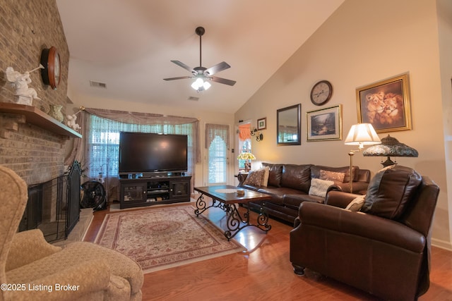 115 Canewood Blvd, Georgetown, KY 40324 - living area with wood finished floors, plenty of natural light, high vaulted ceiling, and ceiling fan
