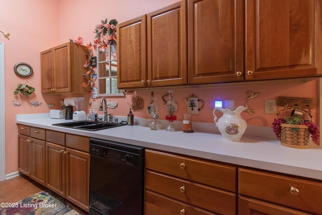 115 Canewood Blvd, Georgetown, KY 40324 - kitchen featuring dishwasher, light countertops, brown cabinetry, and light wood-type flooring