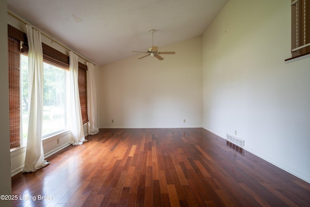 7906 Brynwood Ct, Louisville, KY 40291 - empty room featuring ceiling fan, healthy amount of natural light, lofted ceiling, and wood finished floors
