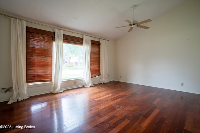 7906 Brynwood Ct, Louisville, KY 40291 - empty room featuring ceiling fan, wood finished floors, and lofted ceiling