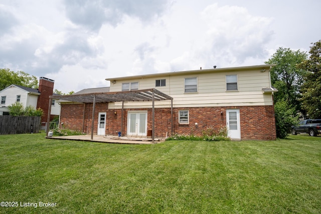 7906 Brynwood Ct, Louisville, KY 40291 - rear view of house featuring a pergola, brick siding, and french doors
