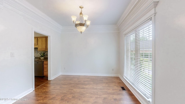 4301 Juniper Forest Pl, Louisville, KY 40245 - unfurnished room with a chandelier, wood finished floors, and ornamental molding