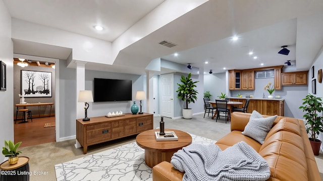 4301 Juniper Forest Pl, Louisville, KY 40245 - living room featuring light carpet and recessed lighting