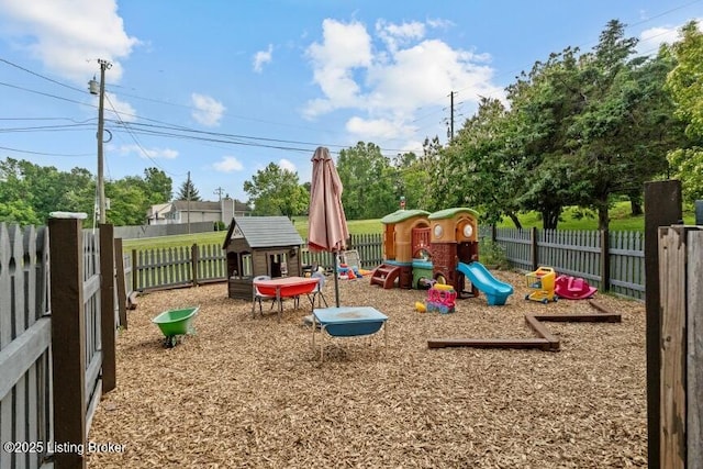 1376 Darlene Ct, Radcliff, KY 40160 - view of jungle gym with a fenced backyard and an outdoor structure