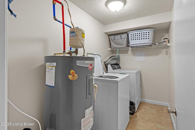 1376 Darlene Ct, Radcliff, KY 40160 - laundry room featuring electric water heater, independent washer and dryer, and a textured ceiling
