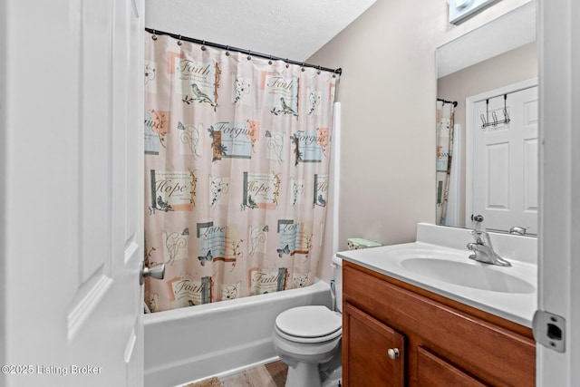 1376 Darlene Ct, Radcliff, KY 40160 - full bath with vanity, shower / tub combo, a textured ceiling, and wood finished floors