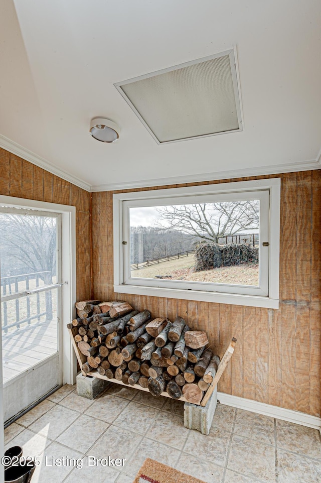 3591 Bardstown Rd, Lawrenceburg, KY 40342 - sitting room featuring plenty of natural light, attic access, and wood walls