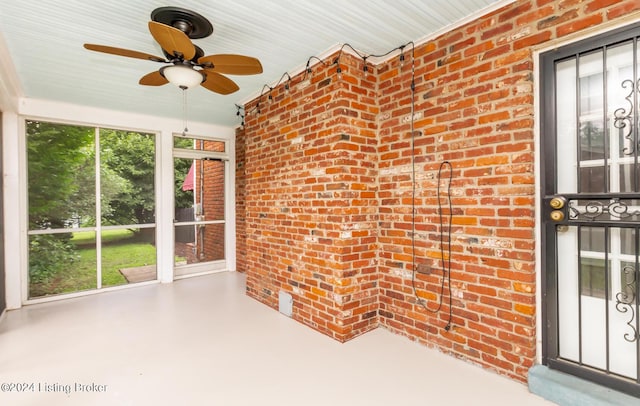 8613 Whipps Bend Rd, Bellemeade, KY 40222 - unfurnished sunroom with ceiling fan