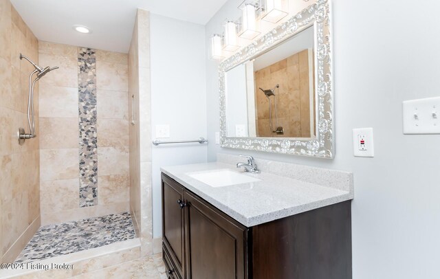 8613 Whipps Bend Rd, Bellemeade, KY 40222 - full bath with vanity, tiled shower, and recessed lighting