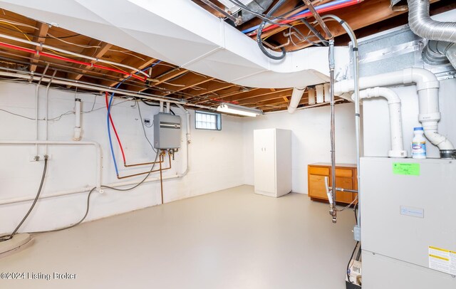 8613 Whipps Bend Rd, Bellemeade, KY 40222 - below grade area featuring heating unit and water heater