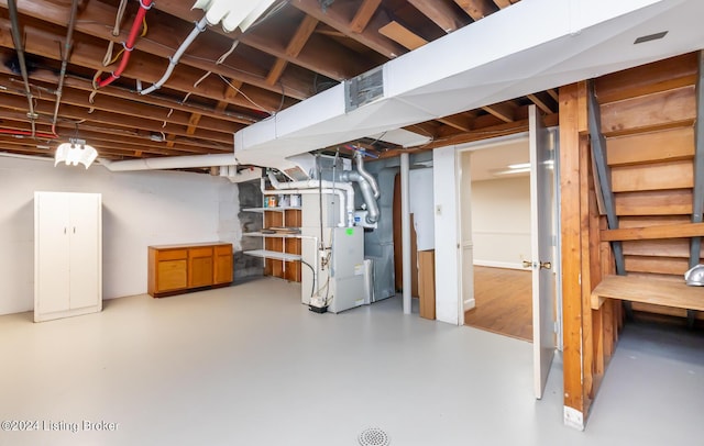 8613 Whipps Bend Rd, Bellemeade, KY 40222 - unfinished basement featuring heating unit