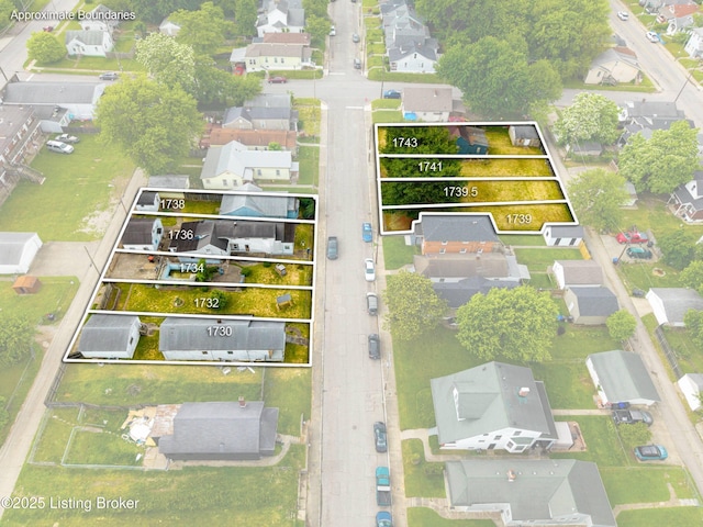 1736 W Gaulbert Ave, Louisville, KY 40210 - aerial view of residential area with property parcel outlined