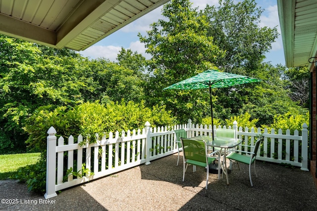 1003 Persimmon Pl, La Grange, KY 40031 - view of patio featuring outdoor dining area and view of wooded area