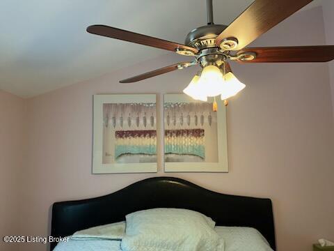 1102 W Hebron Ln, Shepherdsville, KY 40165 - bedroom with ceiling fan and vaulted ceiling