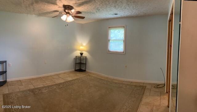 1102 W Hebron Ln, Shepherdsville, KY 40165 - unfurnished room featuring ceiling fan, a textured ceiling, and light tile patterned flooring