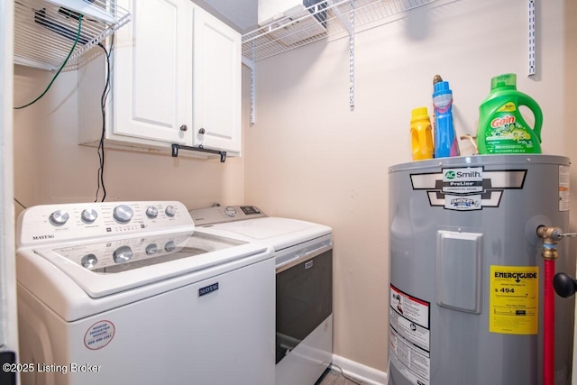 10563 S Dixie Hwy, Sonora, KY 42776 - washroom with electric water heater, cabinet space, and washing machine and clothes dryer