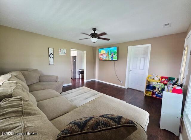 1515 Concord Rd, Falls Of Rough, KY 40119 - bedroom with dark wood-style floors and a ceiling fan