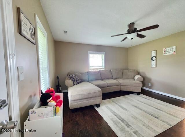 1515 Concord Rd, Falls Of Rough, KY 40119 - living room featuring wood finished floors and ceiling fan